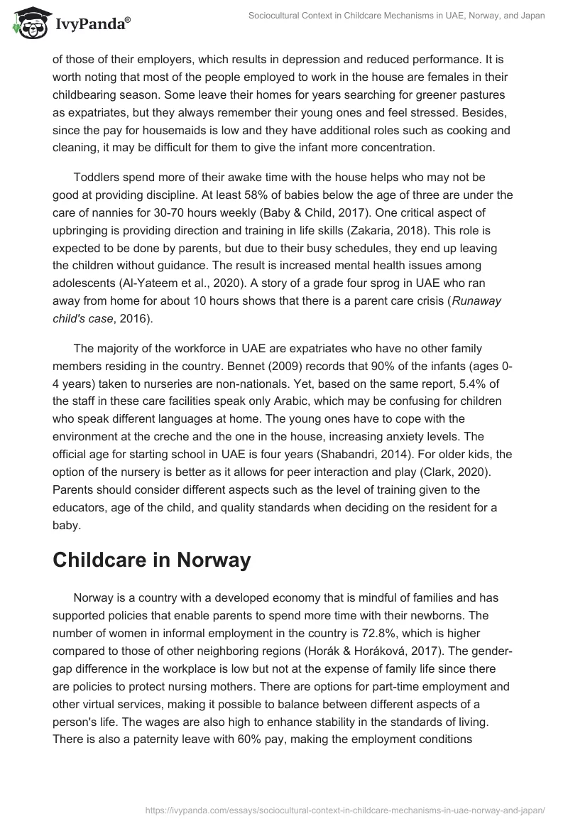 Sociocultural Context in Childcare Mechanisms in UAE, Norway, and Japan. Page 3