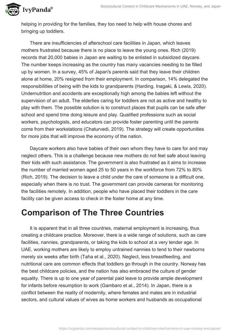 Sociocultural Context in Childcare Mechanisms in UAE, Norway, and Japan. Page 5