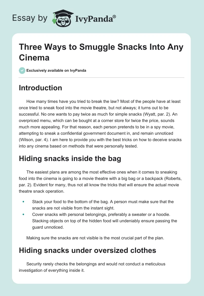 Three Ways to Smuggle Snacks Into Any Cinema. Page 1