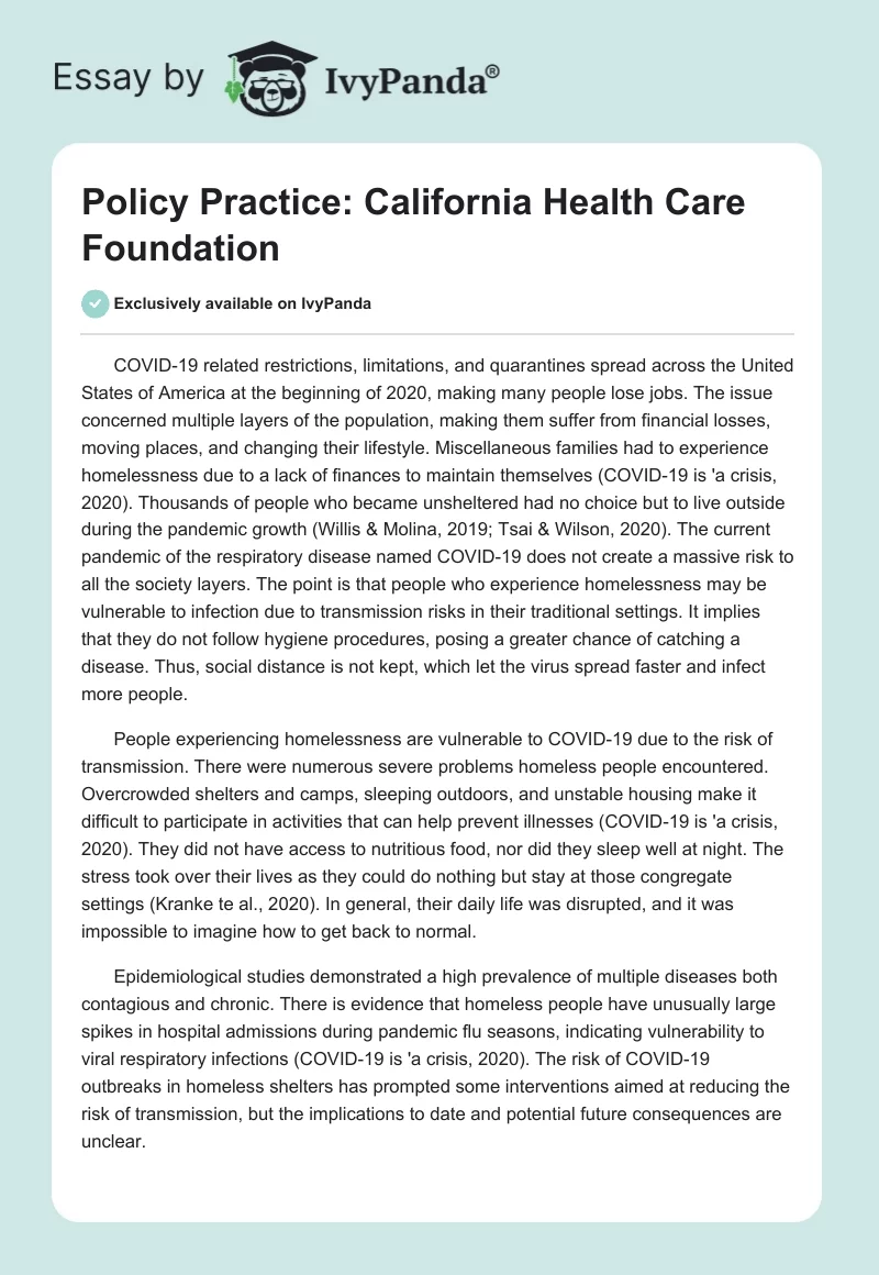 Policy Practice: California Health Care Foundation. Page 1