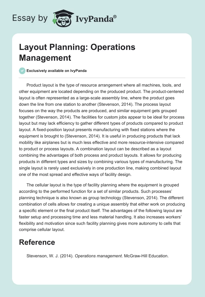 Layout Planning: Operations Management. Page 1