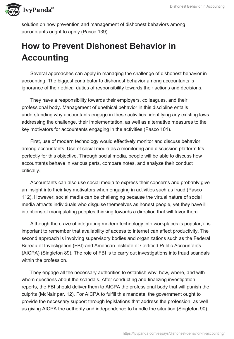 Dishonest Behavior in Accounting. Page 5