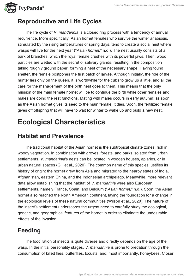 Vespa Mandarinia as an Invasive Species: Overview. Page 4