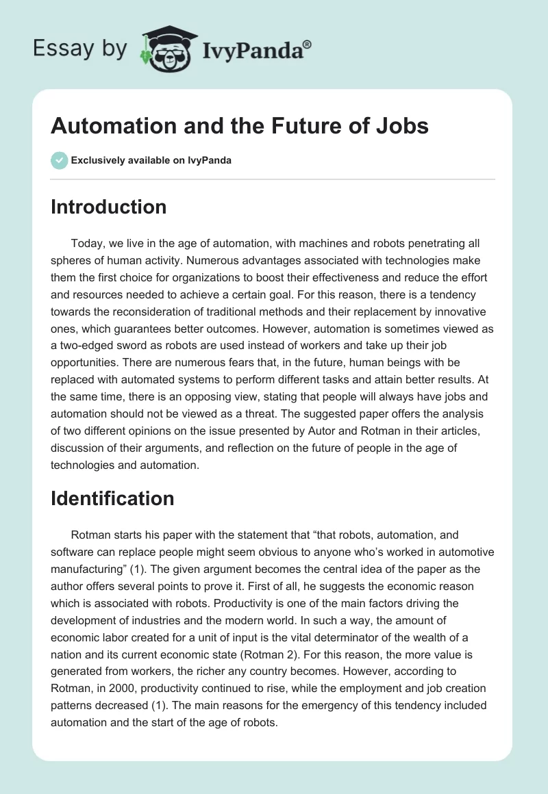 Automation and the Future of Jobs. Page 1