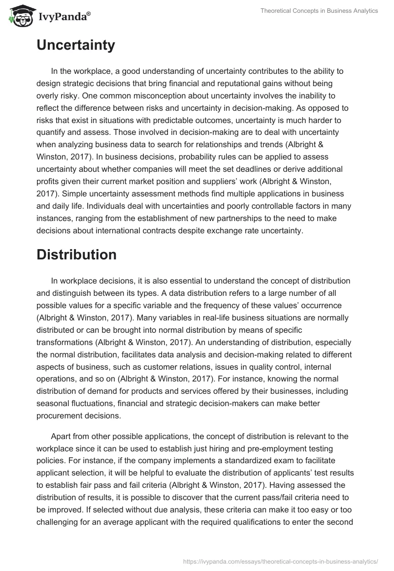 Theoretical Concepts in Business Analytics. Page 2