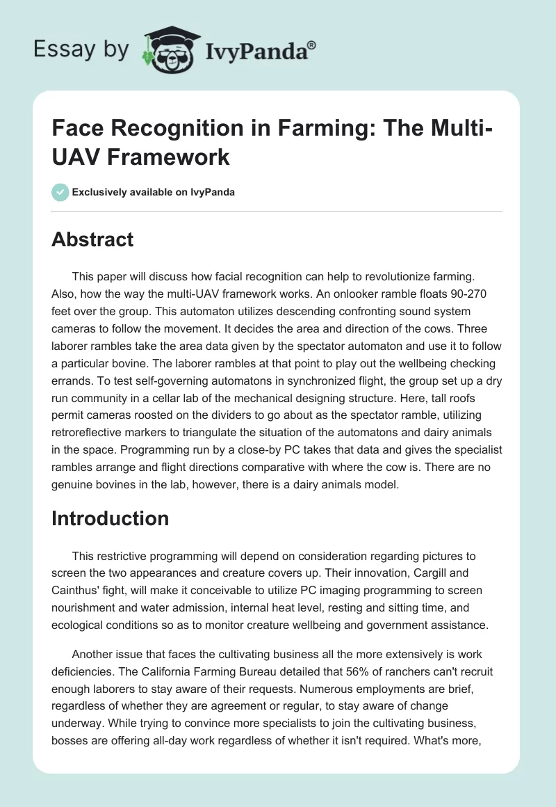 Face Recognition in Farming: The Multi-UAV Framework. Page 1