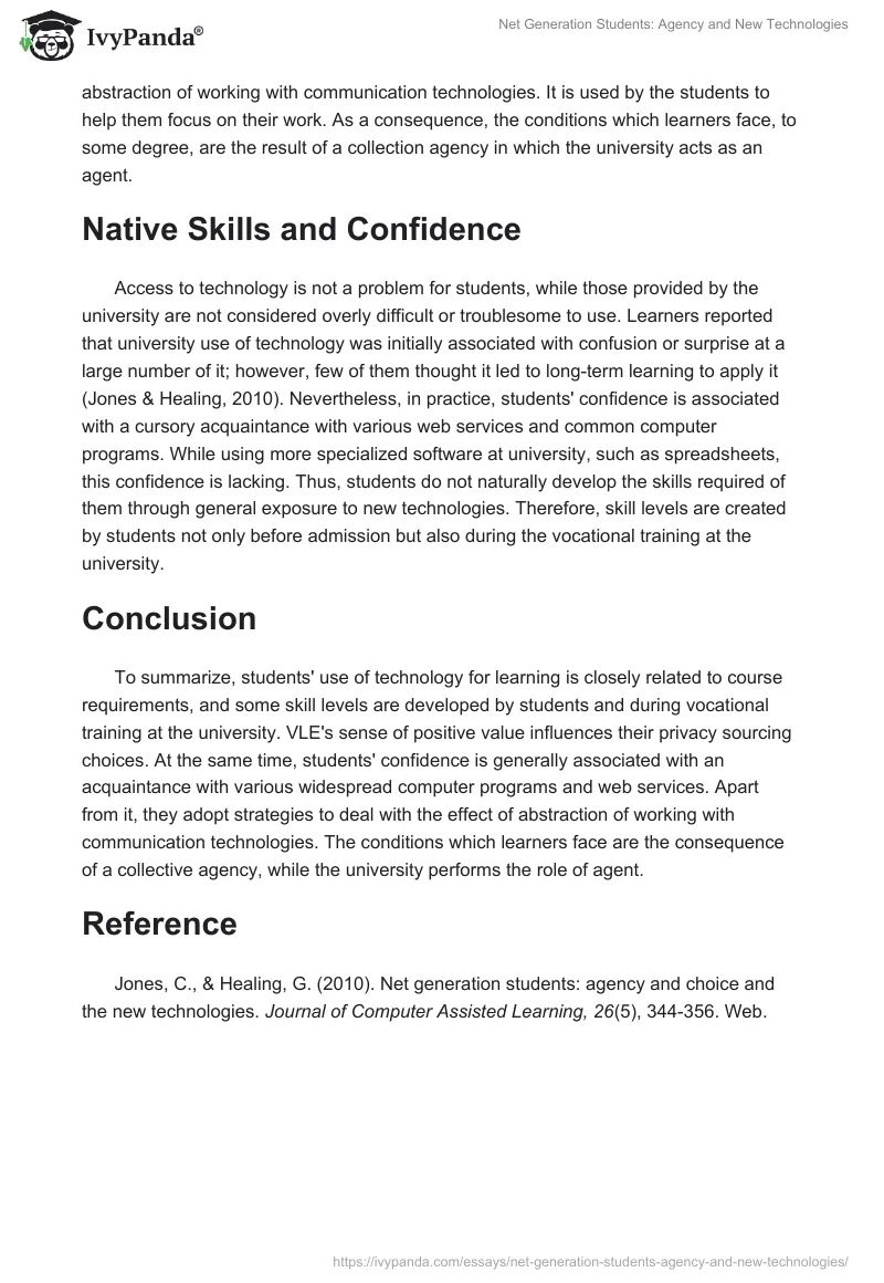Net Generation Students: Agency and New Technologies. Page 2