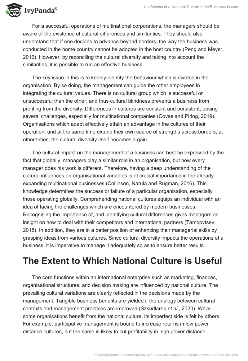 Usefulness of a National Culture Inthe Business Issues. Page 2