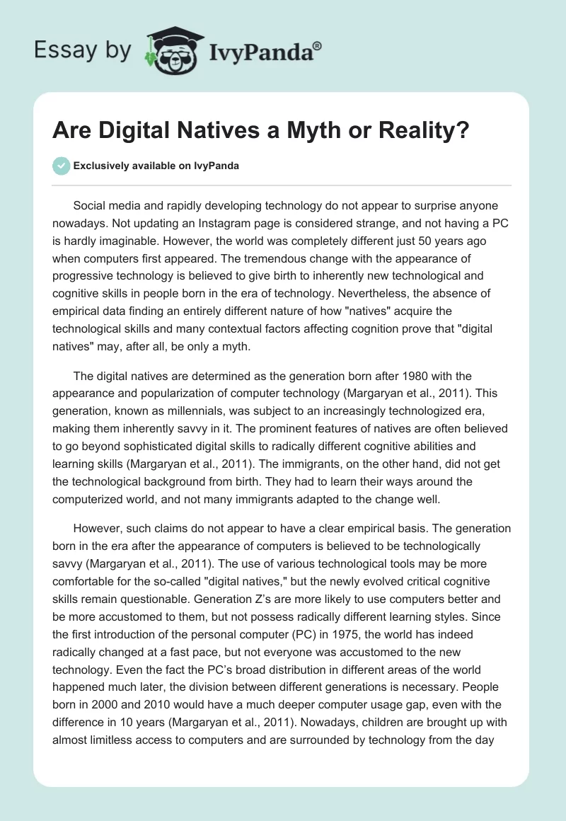 Are Digital Natives a Myth or Reality?. Page 1