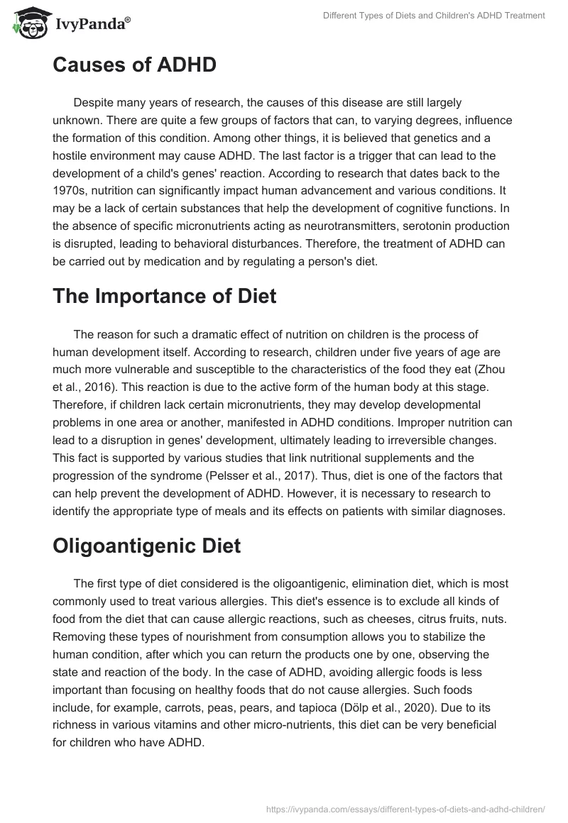 Different Types of Diets and Children's ADHD Treatment. Page 2