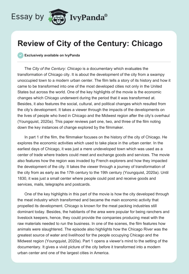 Review of "City of the Century: Chicago". Page 1