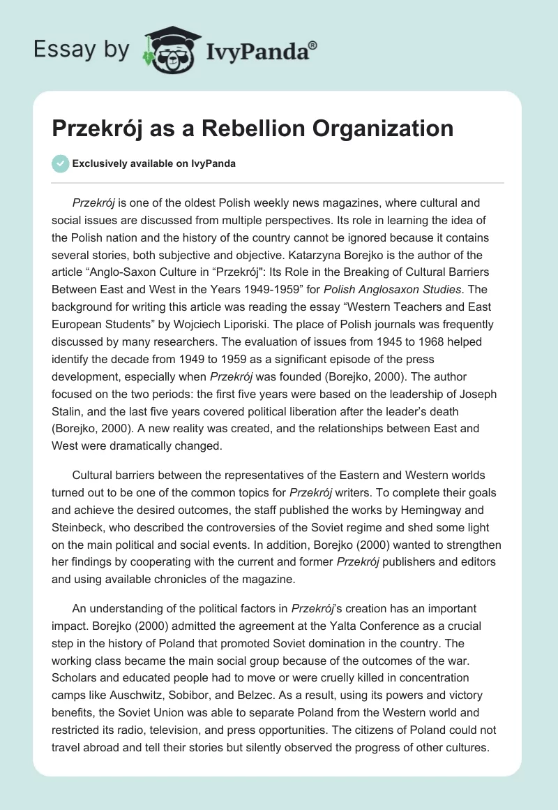 Przekrój as a Rebellion Organization. Page 1