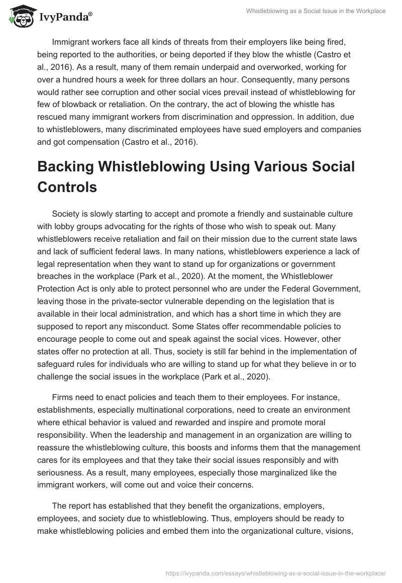 Whistleblowing as a Social Issue in the Workplace. Page 4