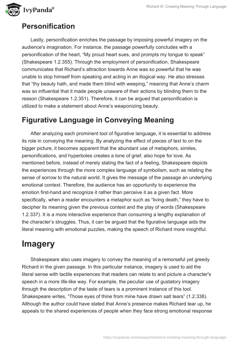 Richard III: Creating Meaning Through Language. Page 3