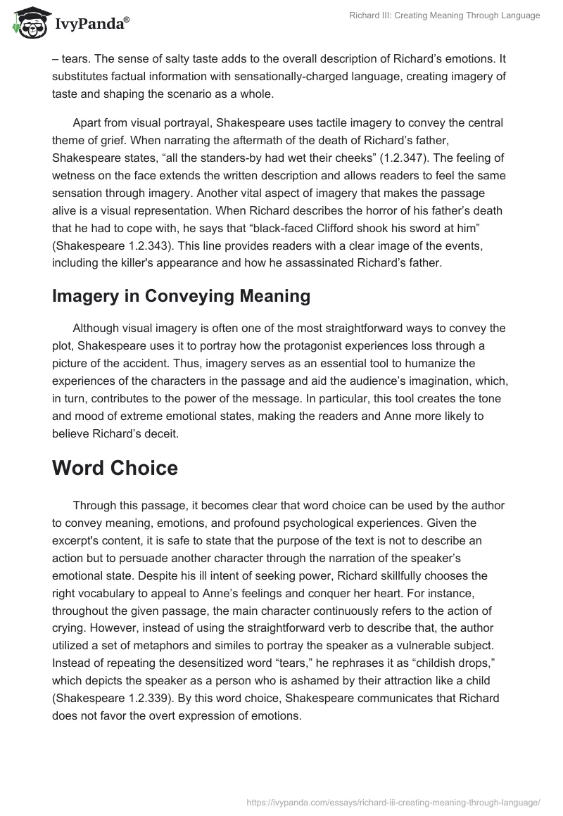 Richard III: Creating Meaning Through Language. Page 4