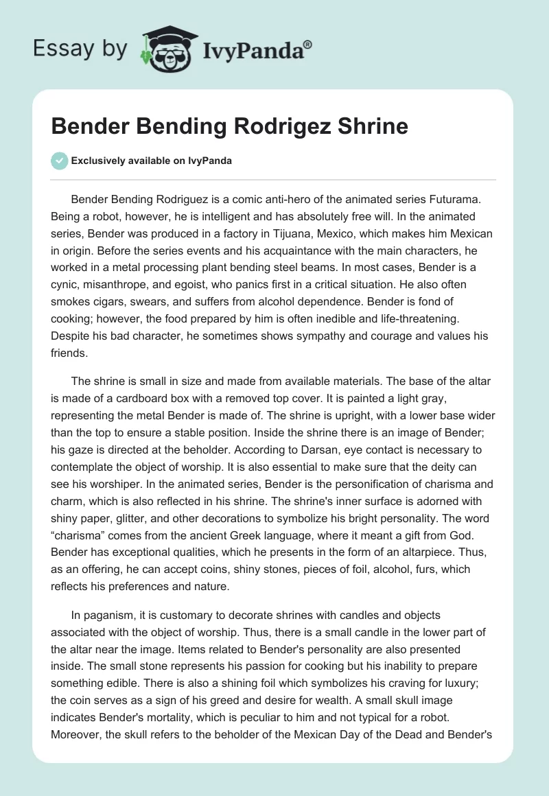 Bender Bending Rodrigez Shrine. Page 1