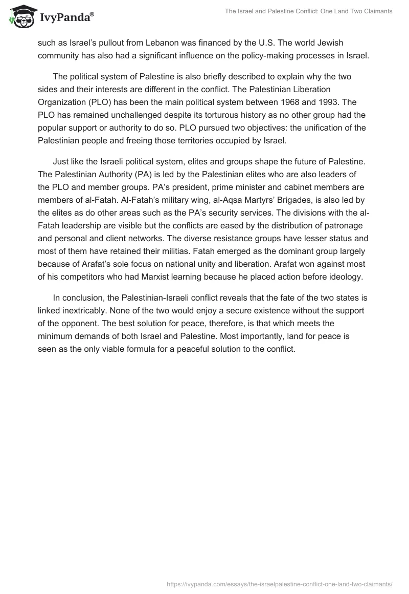 The Israel and Palestine Conflict: One Land Two Claimants. Page 3