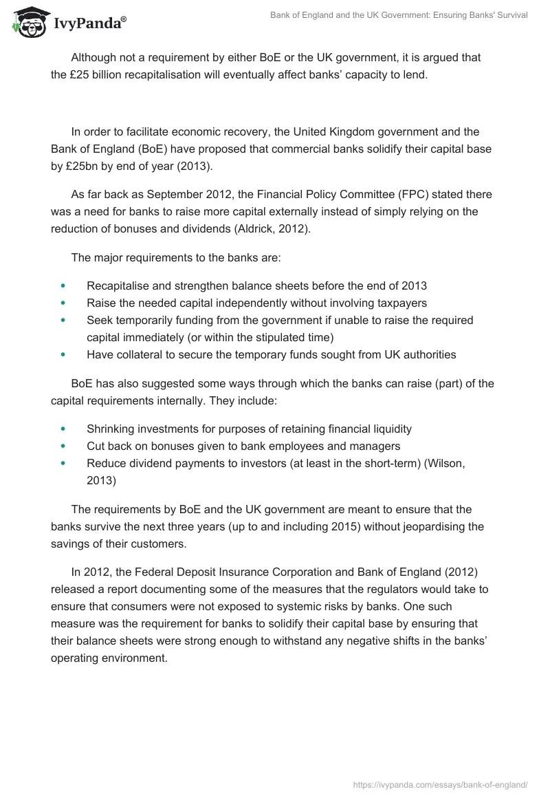 Bank of England and the UK Government: Ensuring Banks' Survival. Page 2