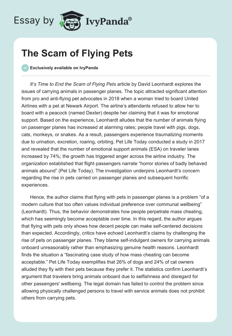 The Scam of Flying Pets. Page 1