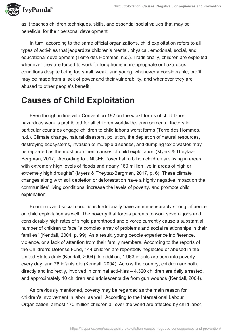 Child Exploitation: Causes, Negative Consequences and Prevention. Page 2