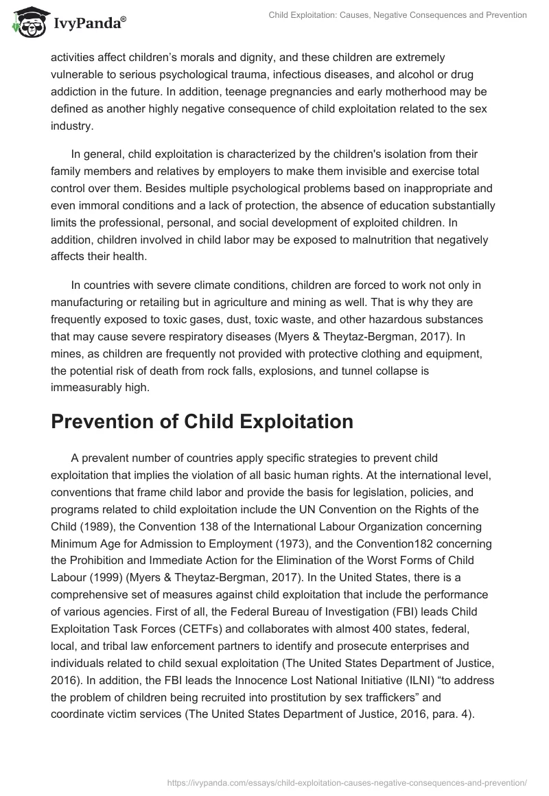 Child Exploitation: Causes, Negative Consequences and Prevention. Page 4