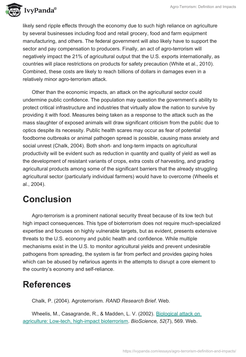 Agro-Terrorism: Definition and Impacts. Page 2