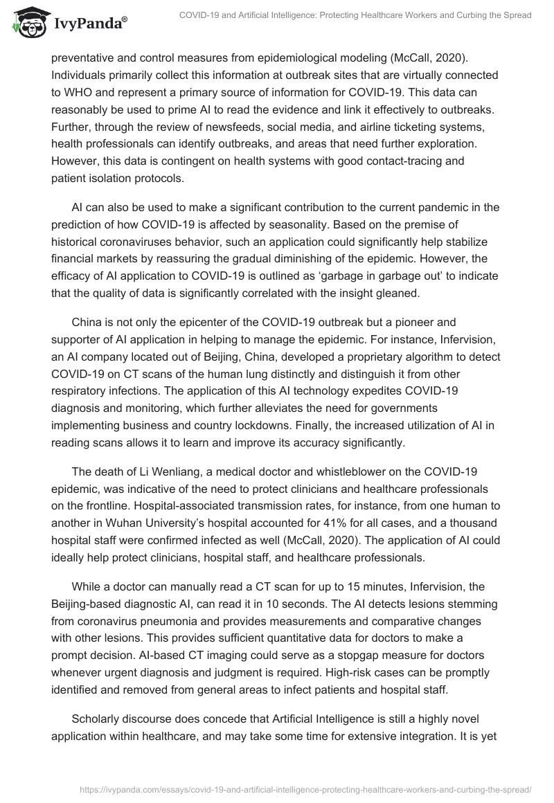 COVID-19 and Artificial Intelligence: Protecting Healthcare Workers and Curbing the Spread. Page 2