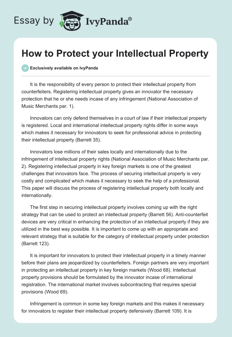 How to Protect your Intellectual Property. Page 1