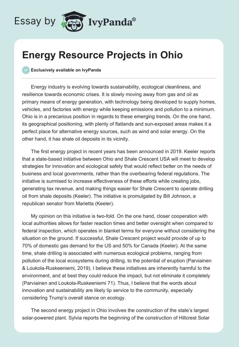 Energy Resource Projects in Ohio. Page 1