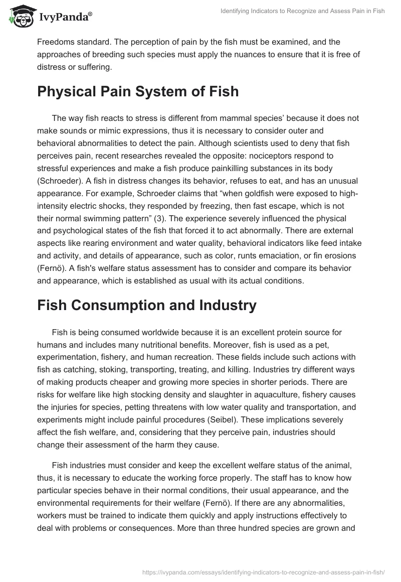 Identifying Indicators to Recognize and Assess Pain in Fish. Page 2