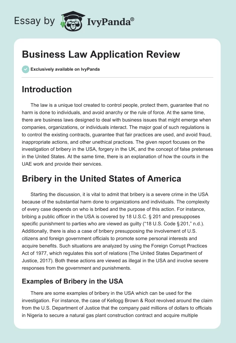 Business Law Application Review. Page 1