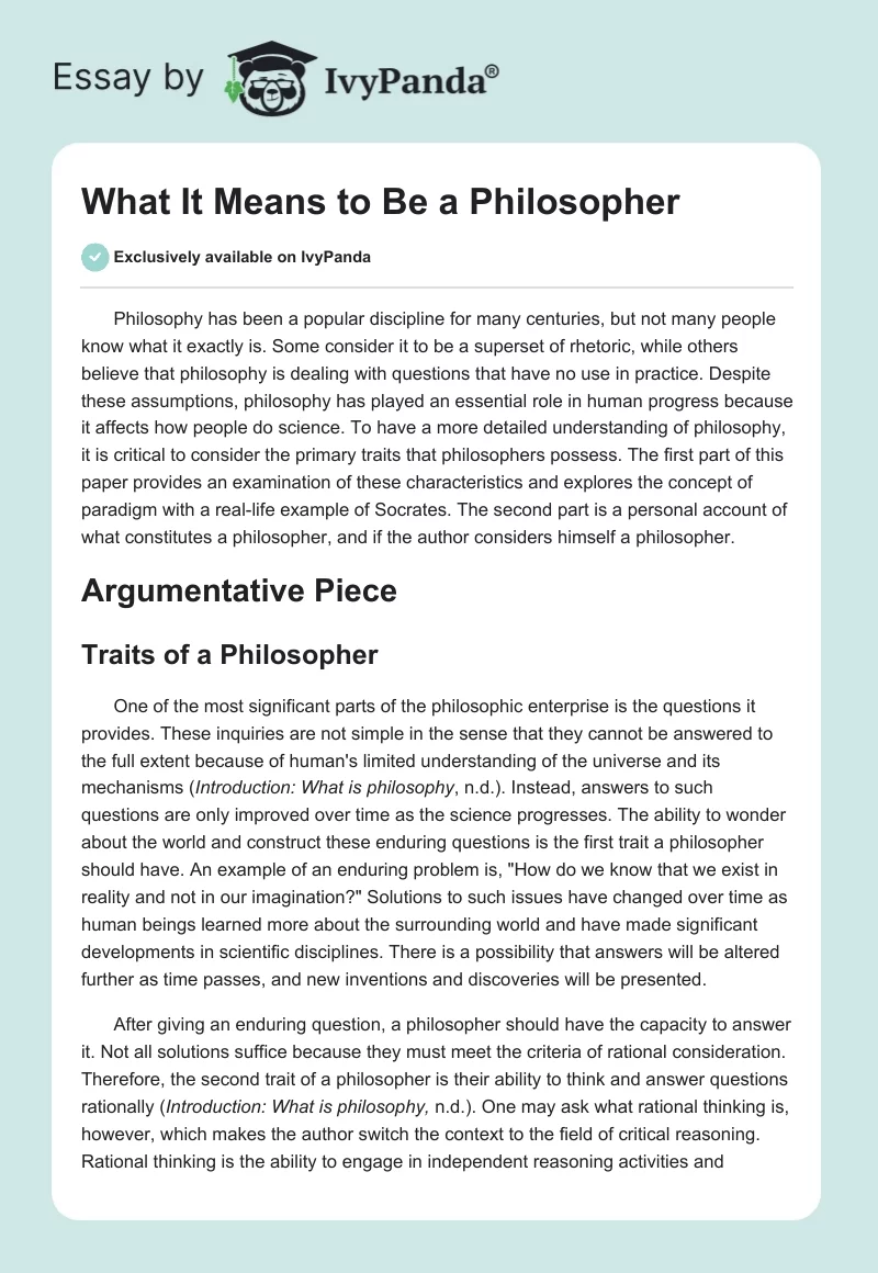 What It Means to Be a Philosopher. Page 1