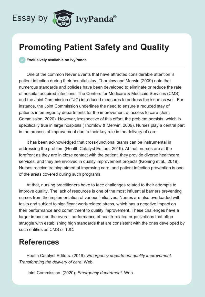 Promoting Patient Safety and Quality. Page 1