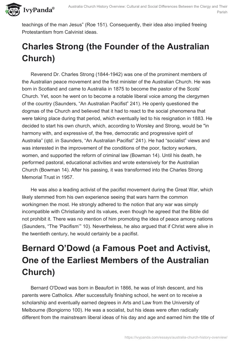 Australia Church History Overview: Cultural and Social Differences Between the Clergy and Their Parish. Page 2