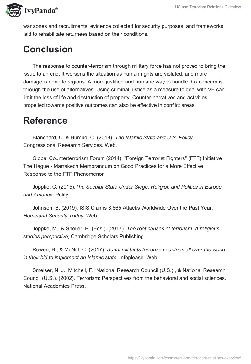 US and Terrorism Relations Overview. Page 5