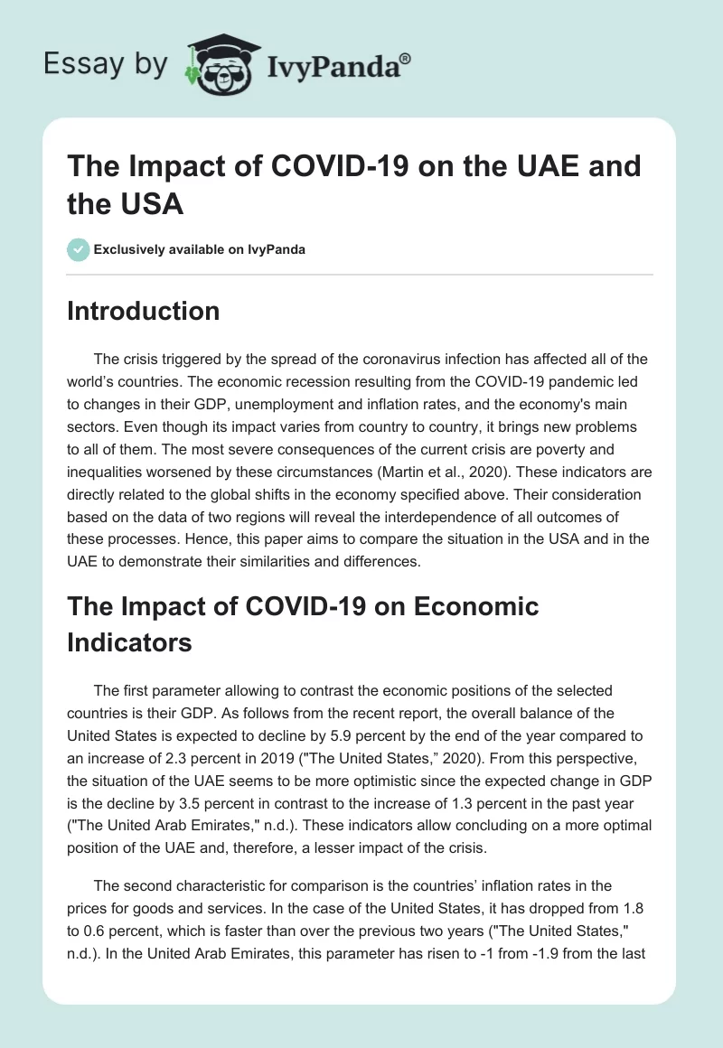 The Impact of COVID-19 on the UAE and the USA. Page 1