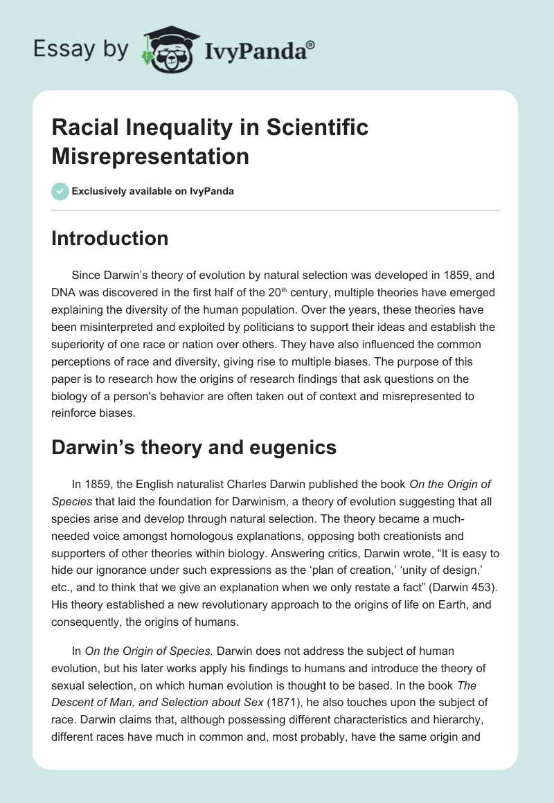 Racial Inequality in Scientific Misrepresentation. Page 1