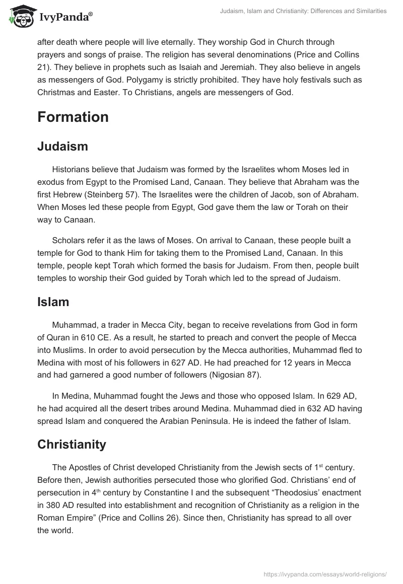 Judaism, Islam and Christianity: Differences and Similarities. Page 2