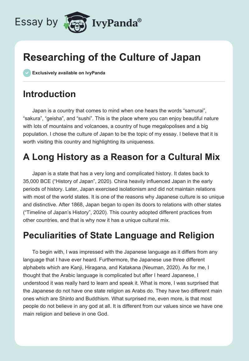 Researching of the Culture of Japan. Page 1