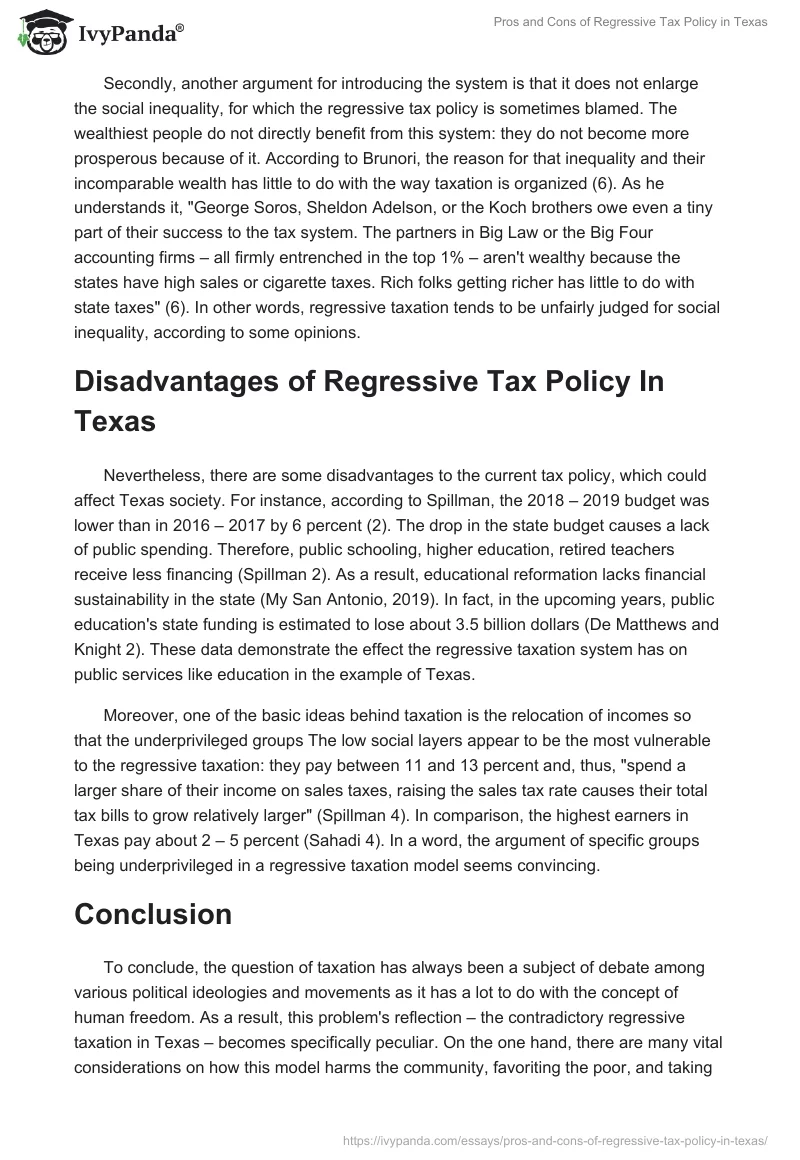 Pros and Cons of Regressive Tax Policy in Texas. Page 2