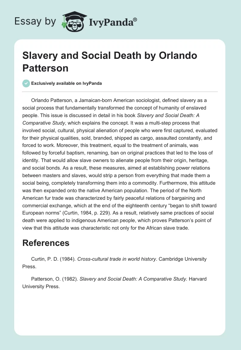 Slavery and Social Death by Orlando Patterson. Page 1