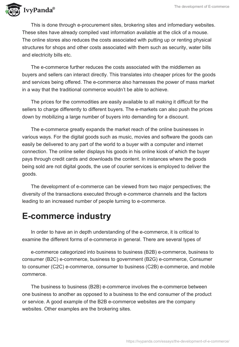 The Development of E-Commerce. Page 2