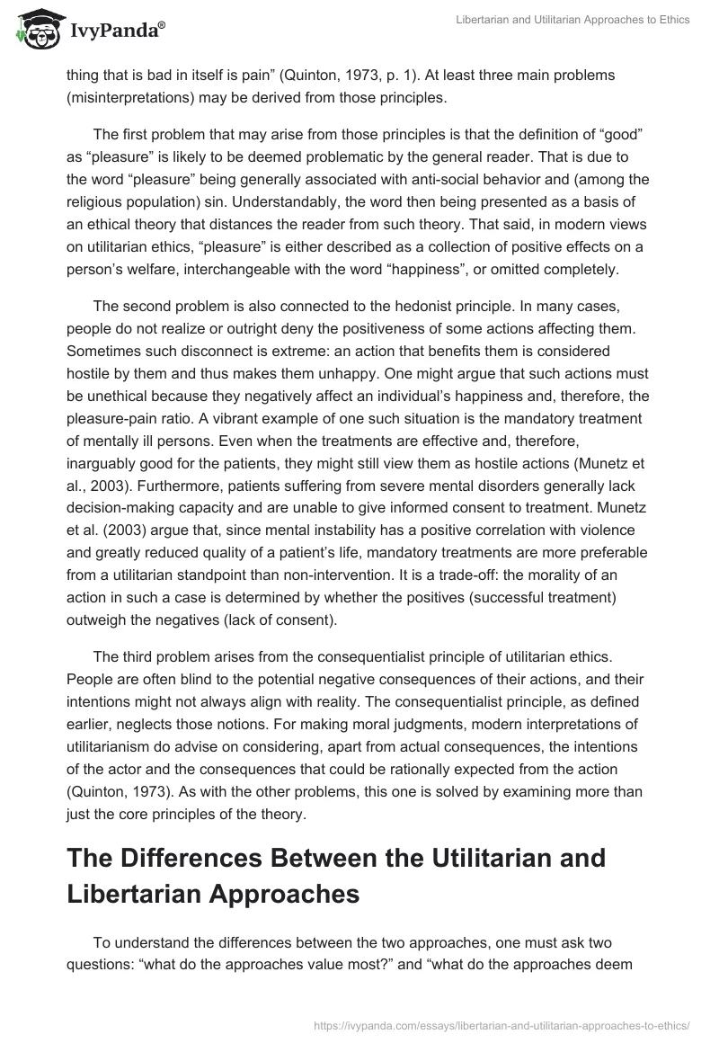 Libertarian and Utilitarian Approaches to Ethics. Page 2