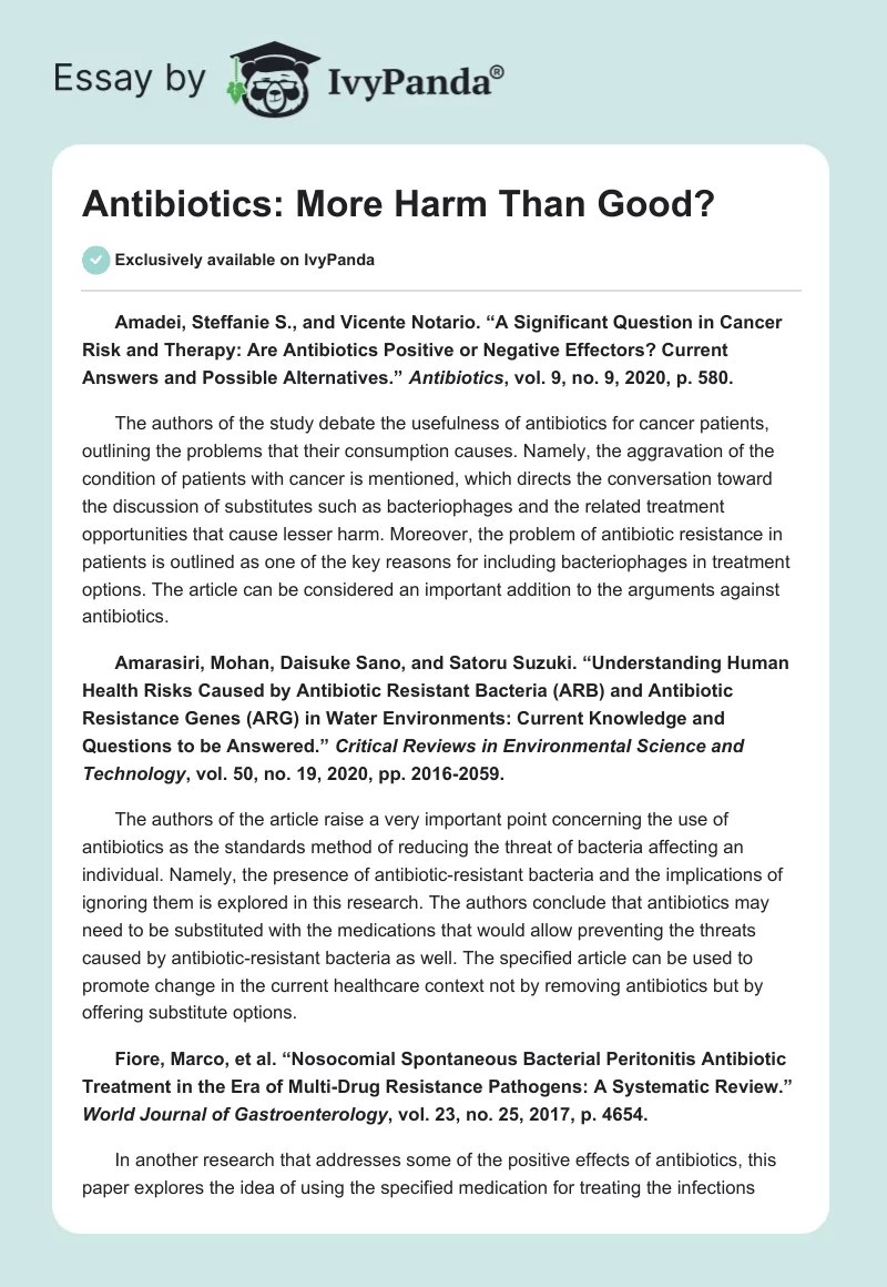 Antibiotics: More Harm Than Good?. Page 1