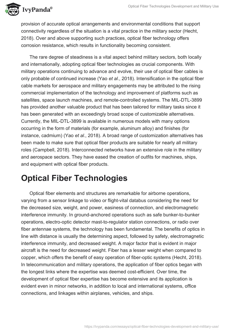 Optical Fiber Technologies Development and Military Use. Page 3