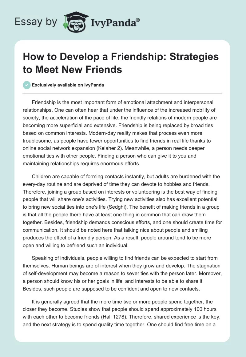 How to Develop a Friendship: Strategies to Meet New Friends. Page 1