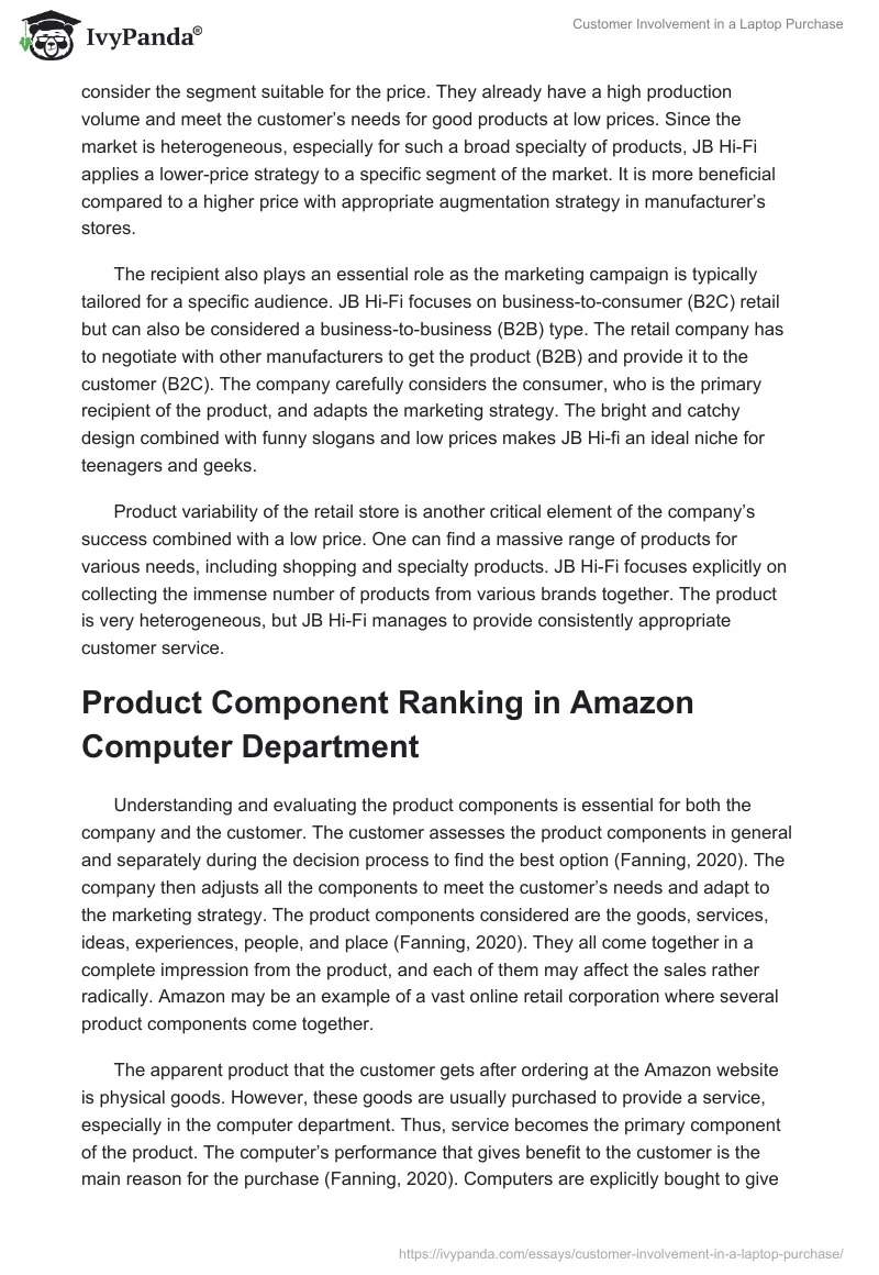 Customer Involvement in a Laptop Purchase. Page 4