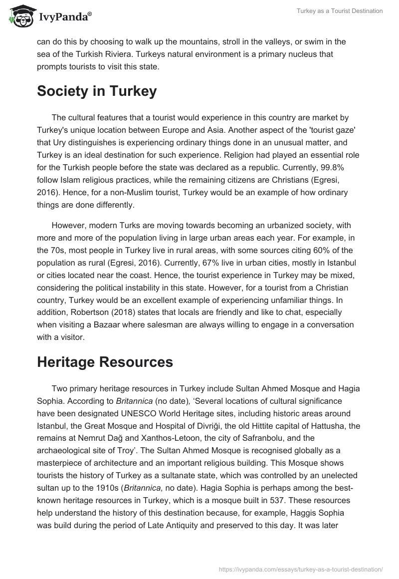 Turkey as a Tourist Destination. Page 3
