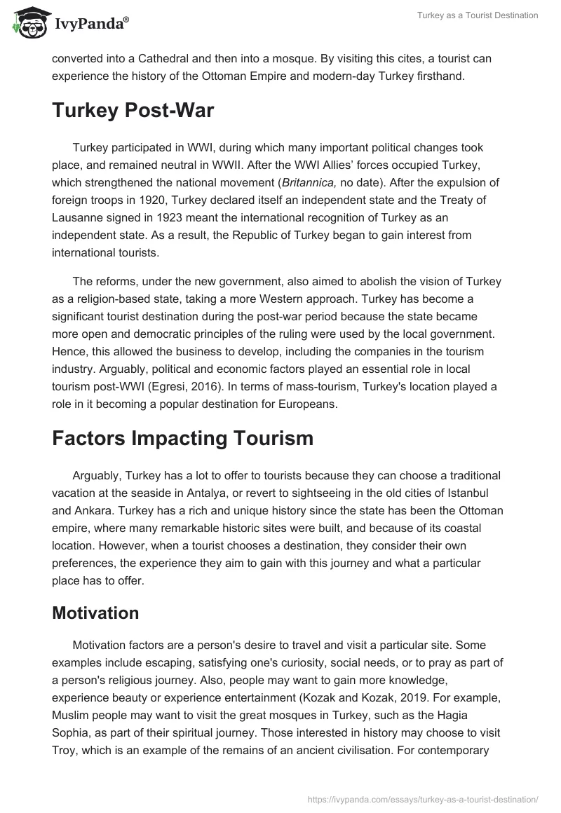 Turkey as a Tourist Destination. Page 4