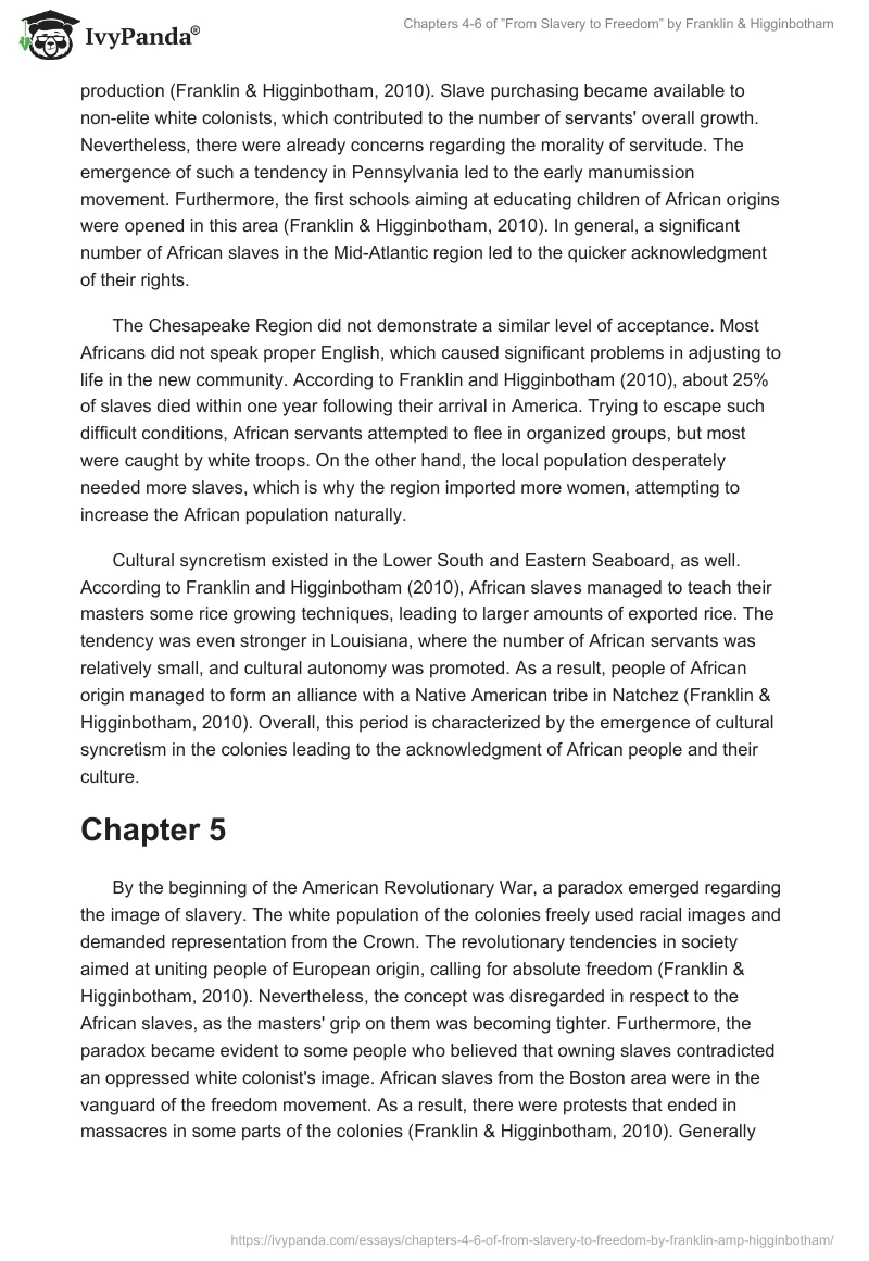 Chapters 4-6 of ”From Slavery to Freedom” by Franklin & Higginbotham. Page 2